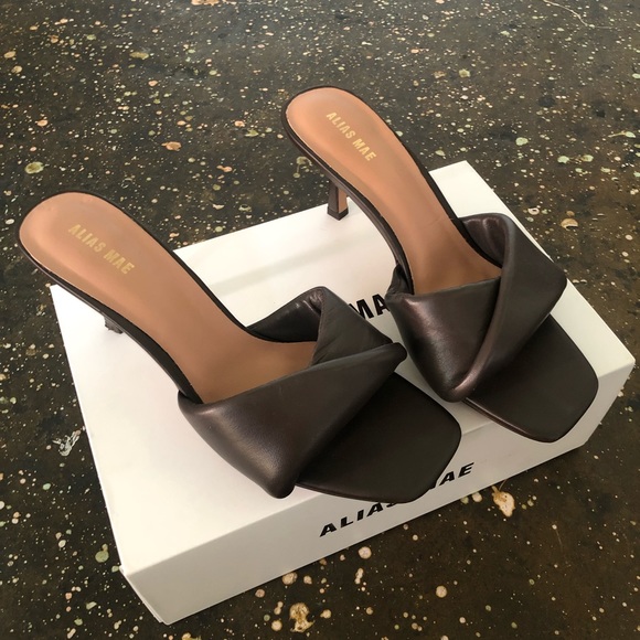 Alias Mae | Shoes | Alias Mae Liv Mule Heels Chocolate Brown Leather |  Poshmark